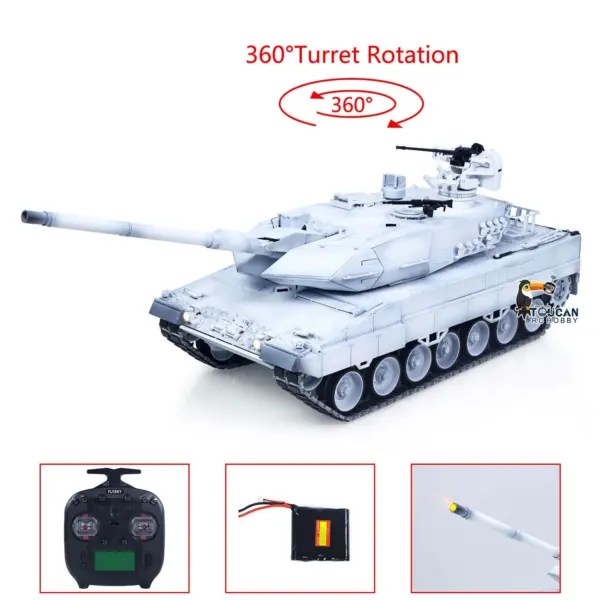 TOUCAN 1/16 Metal RC Tank 3889 German Leopard A6 360 Model Turret Barrel Recoil Infrared System Smoke Electric Periscope