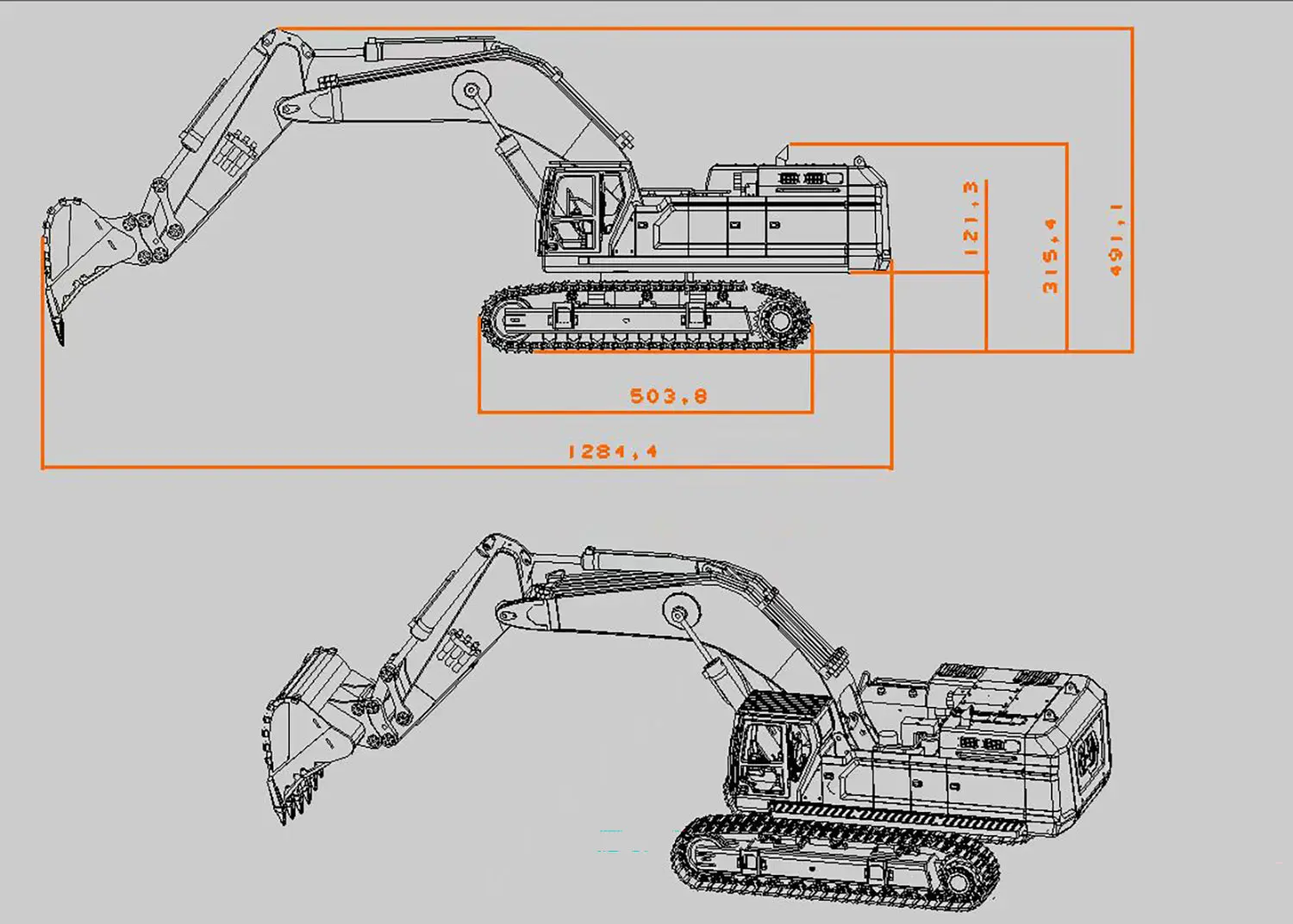 1/12 395F Metal RC Excavator Remote Control Hydraulic Heavy Digger Model 1.0L Dual Pump Paladin PL18EV LITE Radio Light Sound Smoke Unit Servo Motor