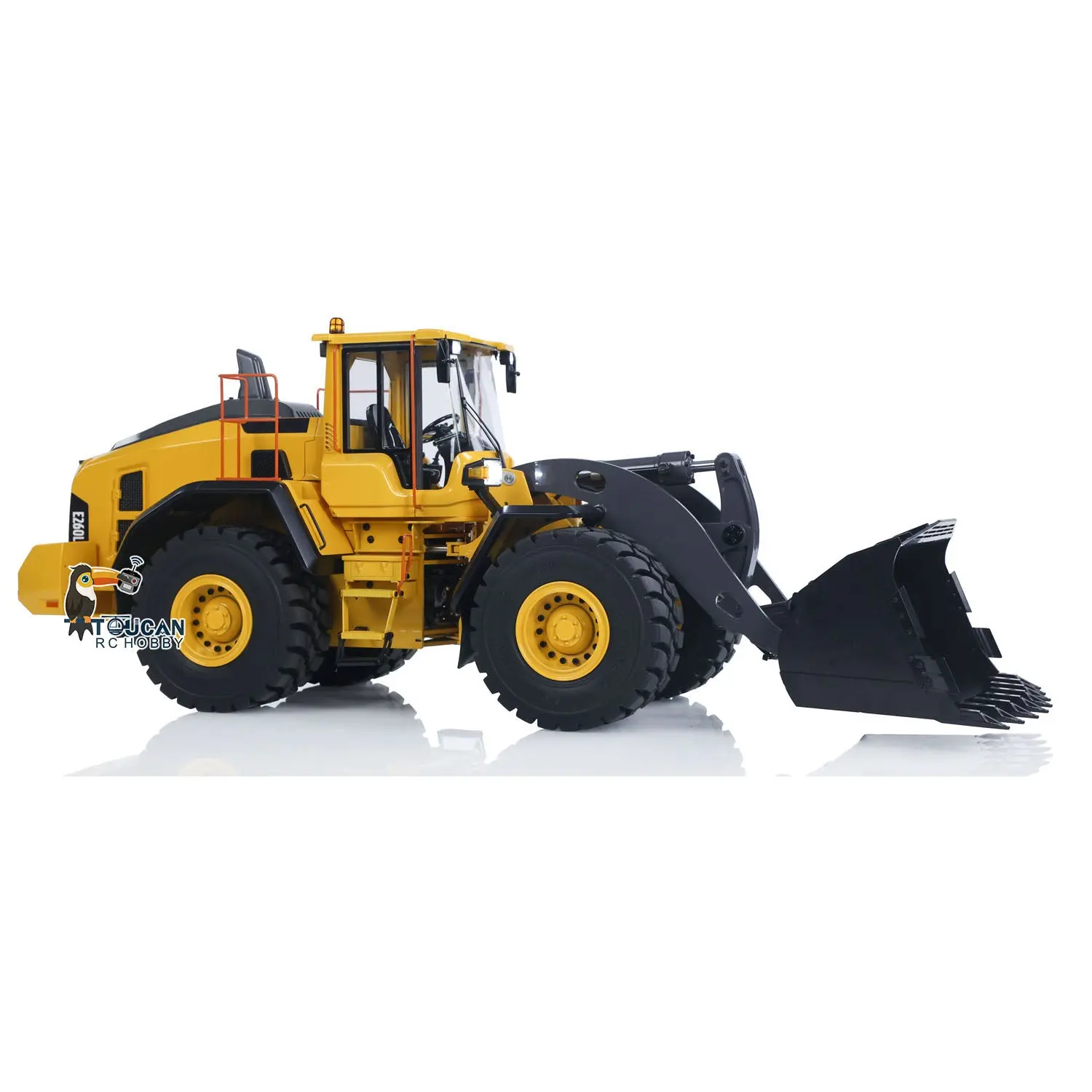 1/14 Metal RC Hydraulic Loader E260L Remote Control Construction Vehicle Flysky ST8 Radio Lock Differential Axle Fork Quick Coupler Light Sound ESC Battery
