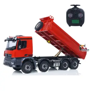 1/14 8x8 RC Hydraulic Dump Truck Metal Radio Control Tipper Car Model Sounds Lights 3-speed Differential Lock Axles ST8 for Adult