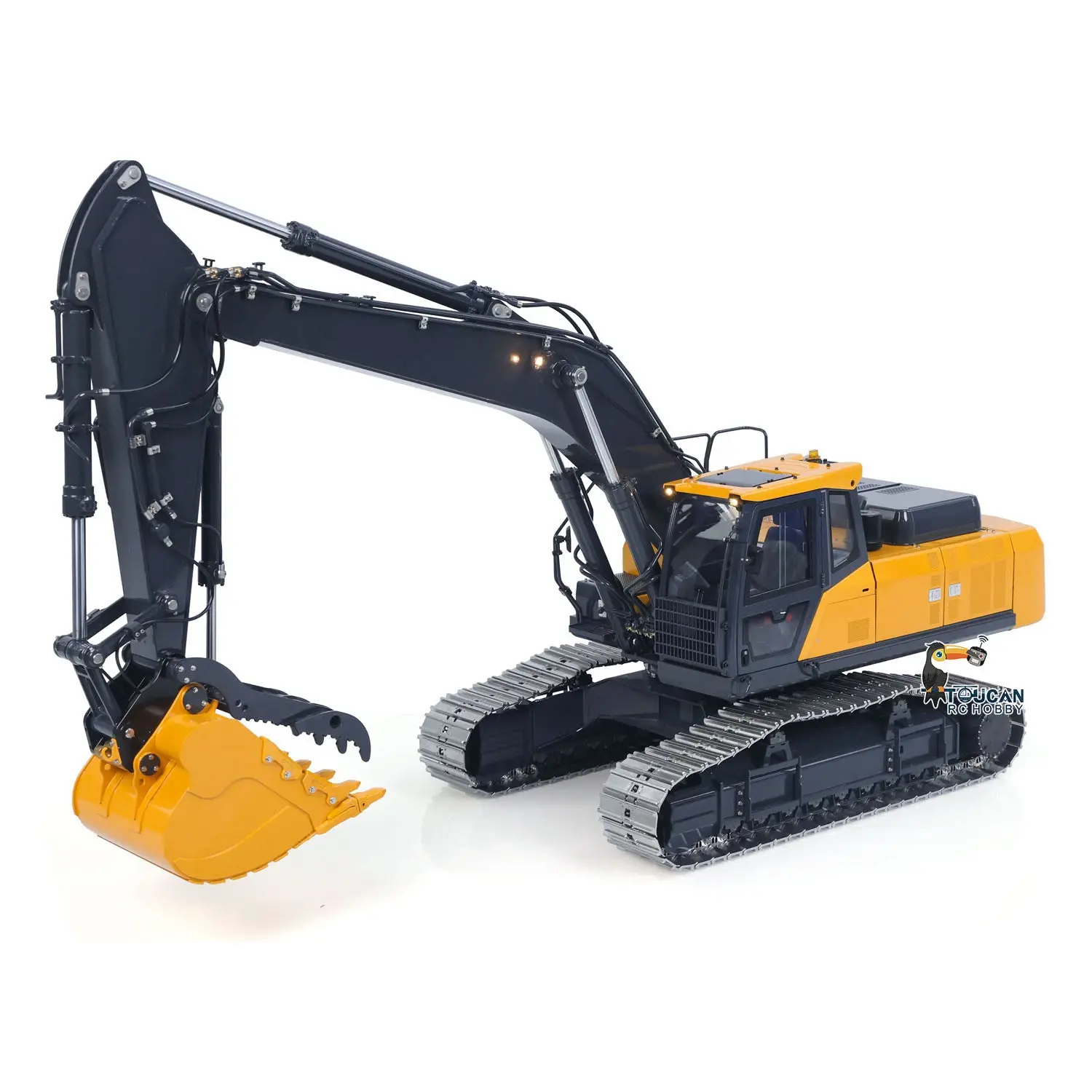 Super Frog 1/14 RC Hydraulic Excavator E400 Metal Remote Control Digger 3 Pumps Pro 6CH Valve Thumb Type Frsky X14 Radio Sound Fans