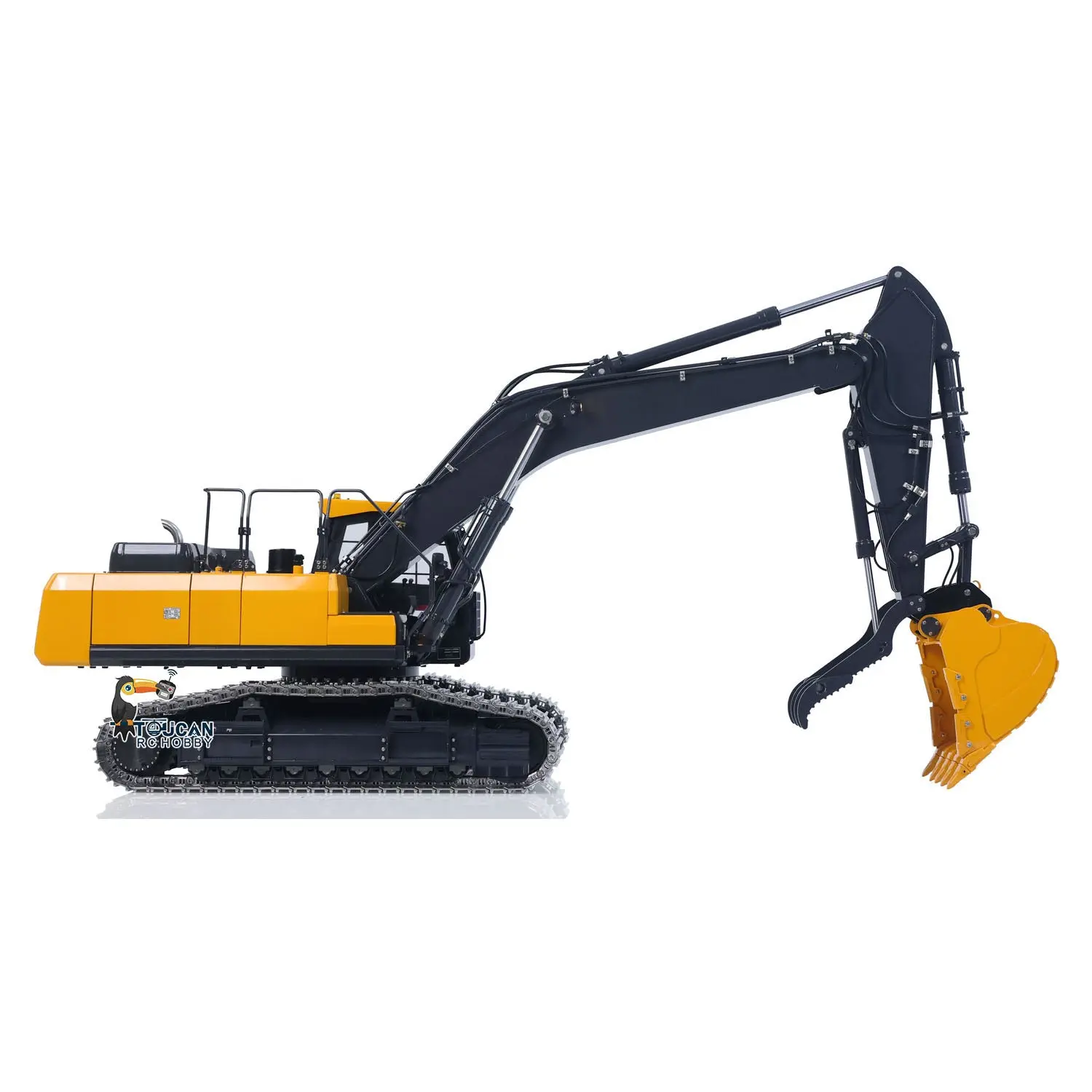 Super Frog 1/14 RC Hydraulic Excavator E400 Metal Remote Control Digger 3 Pumps Pro 6CH Valve Thumb Type Frsky X14 Radio Sound Fans