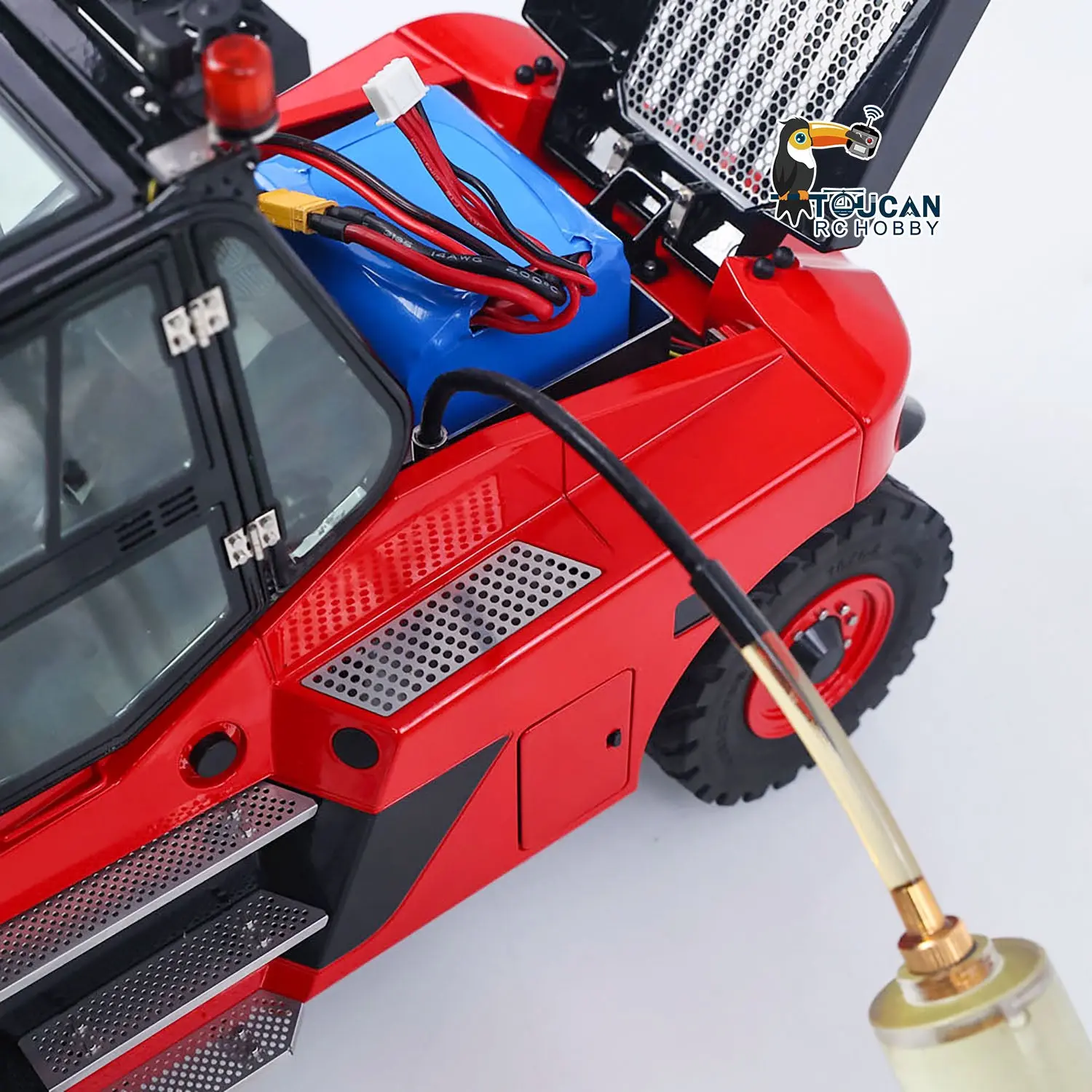 Kabolite 180-100 1/14 4X2 RC Metal Forklift 3-Way Vavles Hydraulic Construction Trucks Flysky ST8 Radio Light System Sound Battery