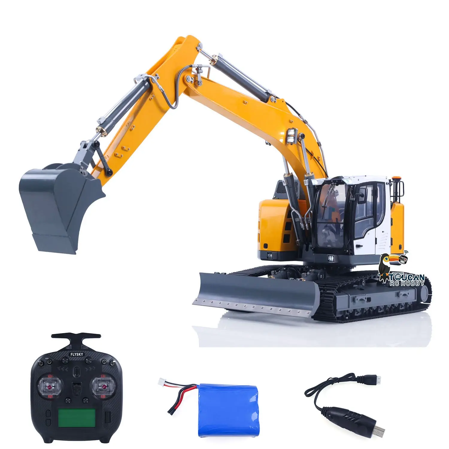 Metal 1/14 RC Hydraulic Tracked Excavator LR926 2Arms Remote Control Digger 4 way Valves Dual Pumps 2212 Brushless Motor RTR