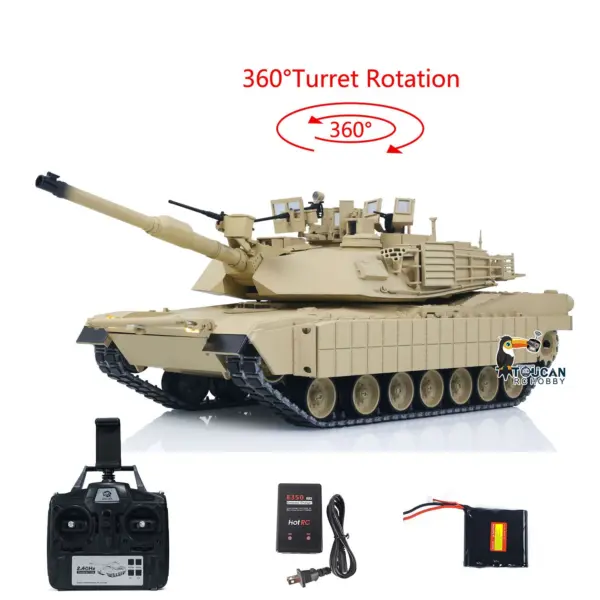 TOUCAN 1/16 Metal RC Tank 3918 Abrams M1A2 TUSK II Dual Flow Gearbox 360 Turret Rotary Infrared Combat Barrel Recoil FPV RTR