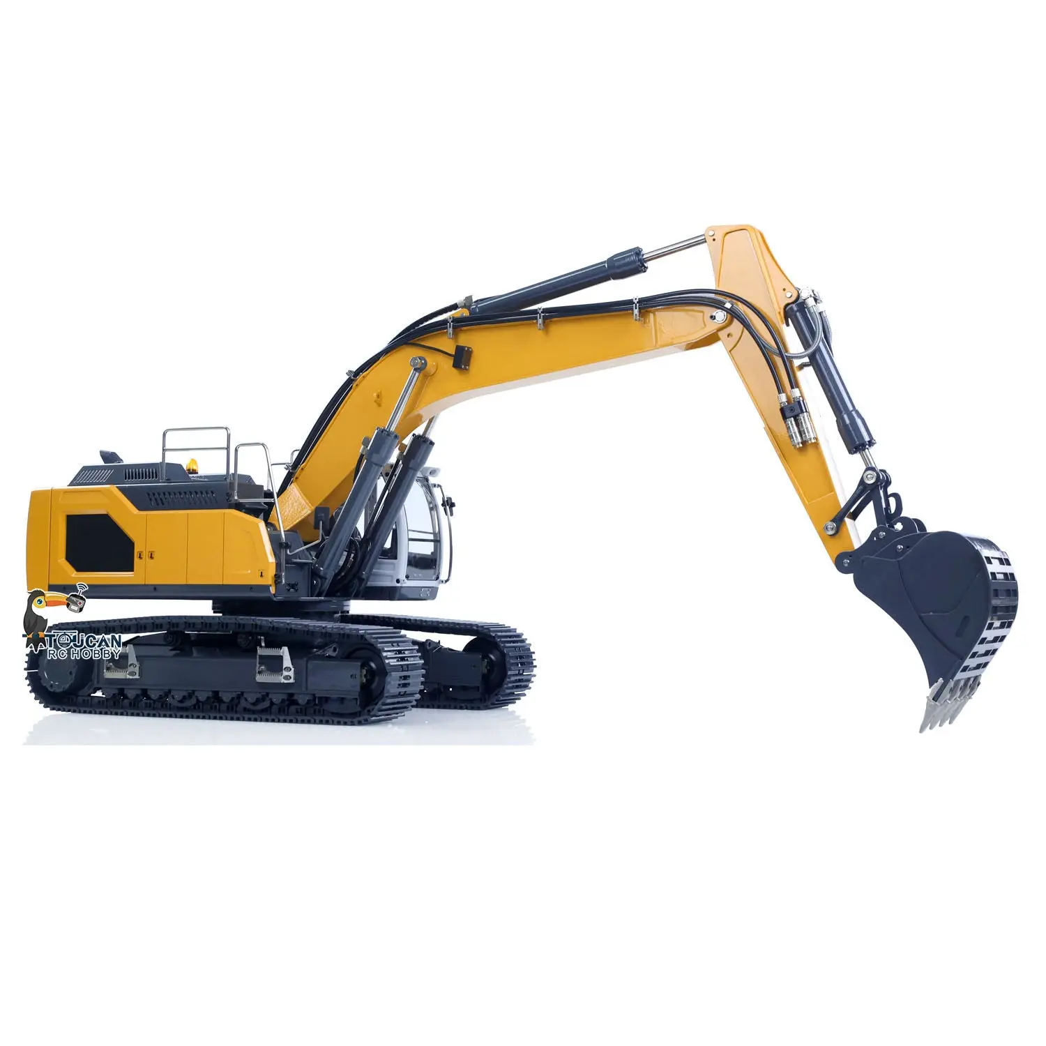 XDRC 1/14 Full Metal RC Excavator 945 Remote Control Tracked Hydraulic Construction Vehicles Trucks 5CH Reversing Valves PL18EV Radio Light Sound Quick Coupler Steel