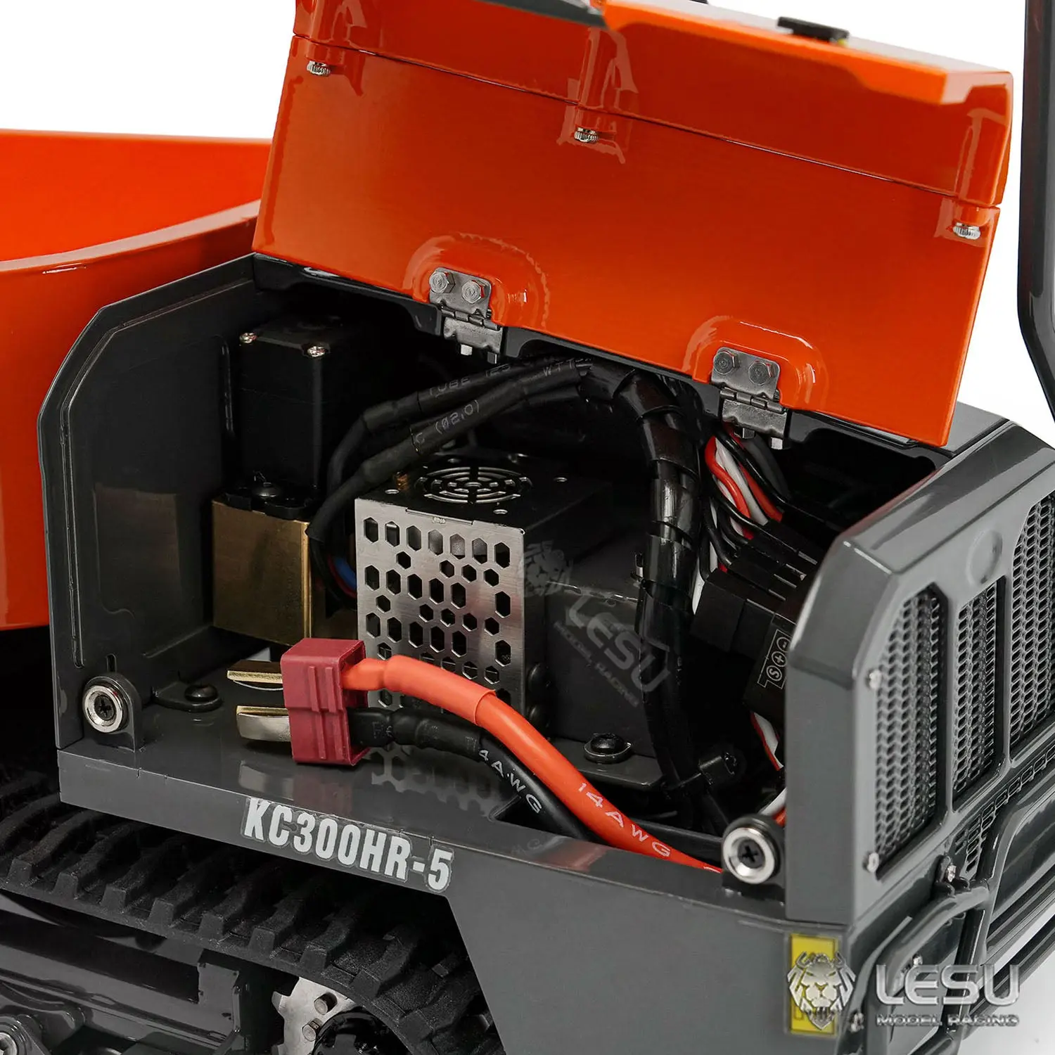 Metal LESU 1/14 RC Dump Truck KC300HR-5 Hydraulic Remote Control Tracked Tipper Car Model 180 Degree Rotation Openable Door Lights