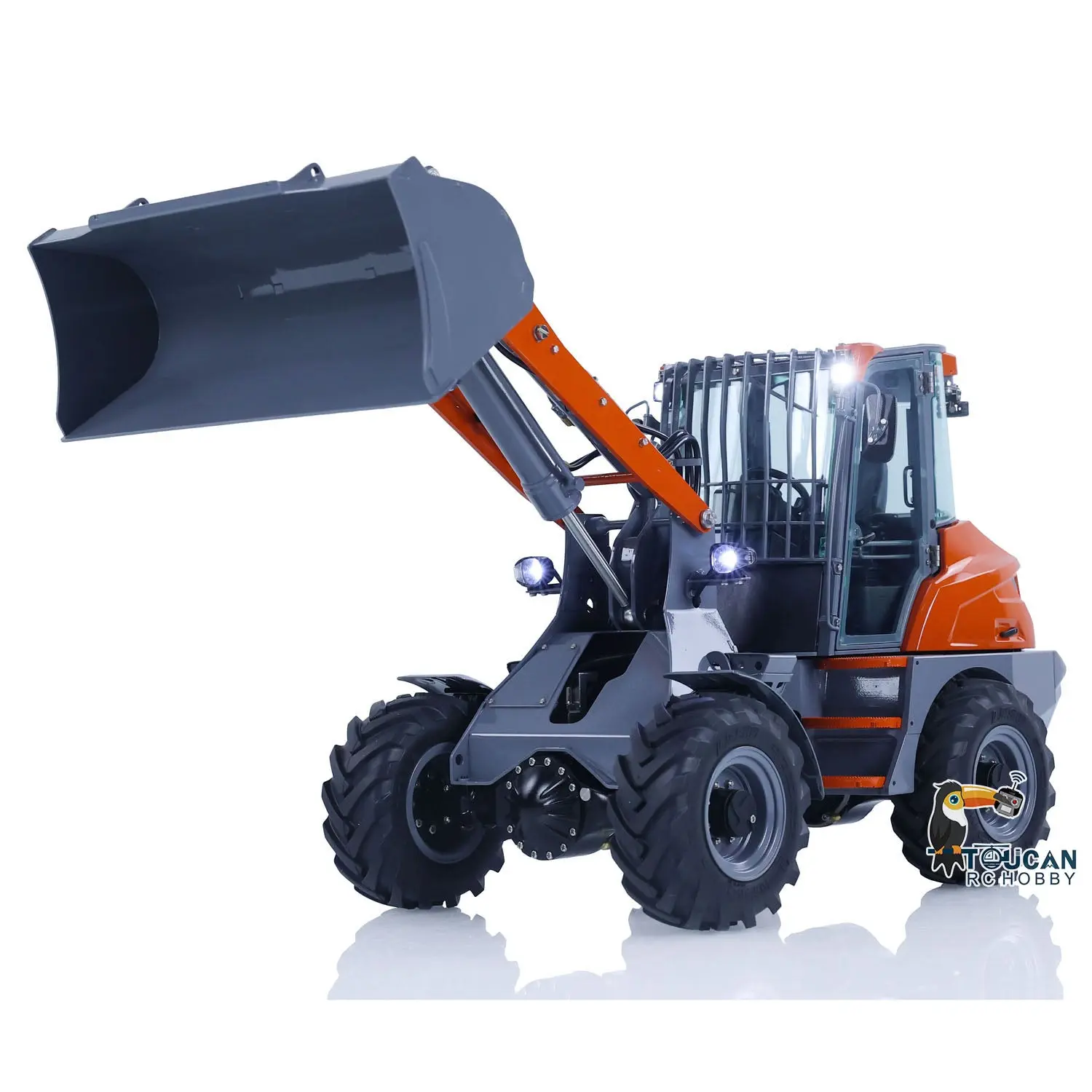 Customized LESU Metal 1/14 Hydraulic RC Loader AOUE MCL8 Remote Control Wheeled Construction Vehicles Hobby Model DIY 4-ways Reversing Valve