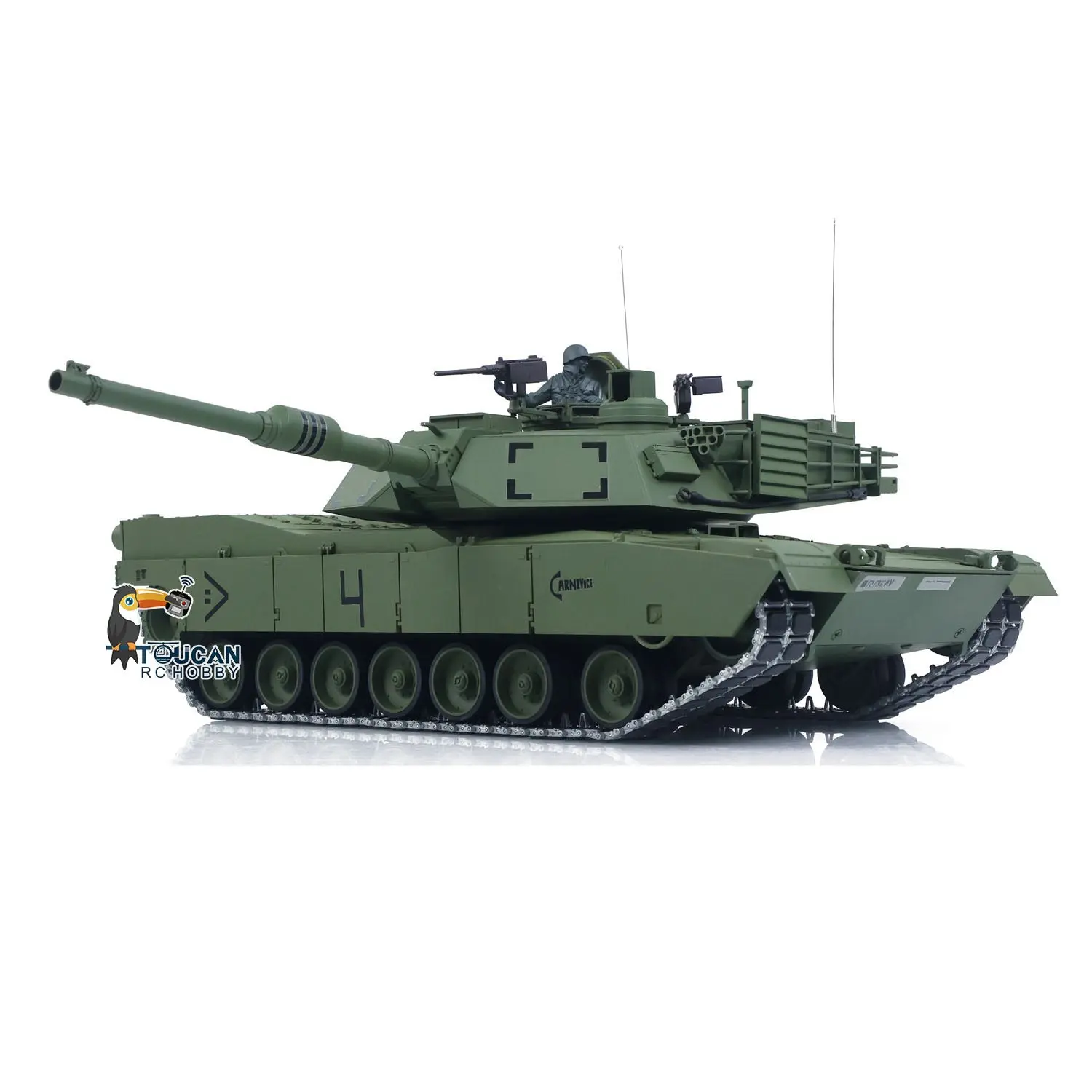 1/16 TOUCAN Remote Control Battle Tank 3918 Abrams M1A2 Metal Gearbox 360 Rotation Barrel Recoil Elevation Laser Aiming Light Smoke