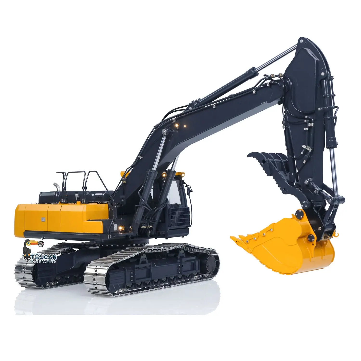 Super Frog 1/14 RC Hydraulic Excavator E400 Metal Remote Control Digger 3 Pumps Pro 6CH Valve Thumb Type Frsky X14 Radio Sound Fans