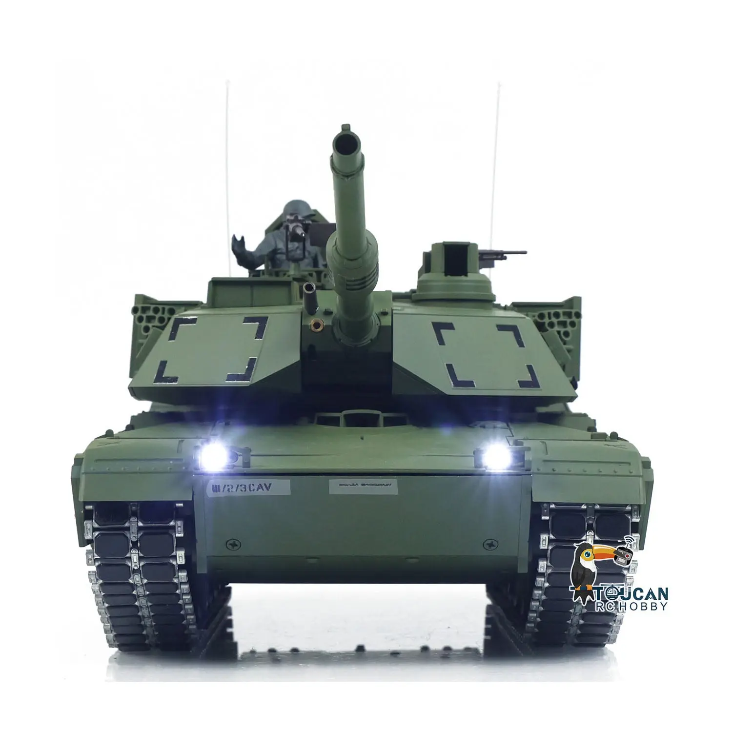 1/16 TOUCAN Remote Control Battle Tank 3918 Abrams M1A2 Metal Gearbox 360 Rotation Barrel Recoil Elevation Laser Aiming Light Smoke