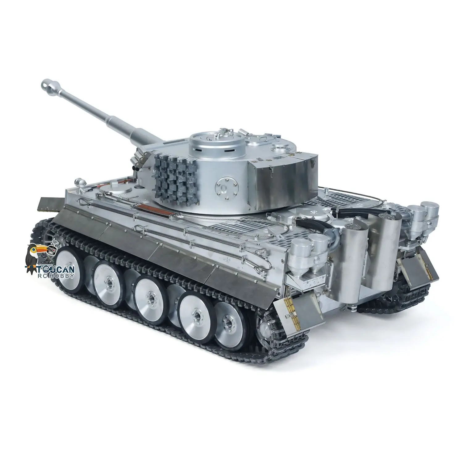 Henglong 1:8 Scale Full Metal German Tiger I RC Heavy Tank 3818 Track Wheel Barrel Recoil 360 Turret Smoke Unit Transmitter BB Firing Sound