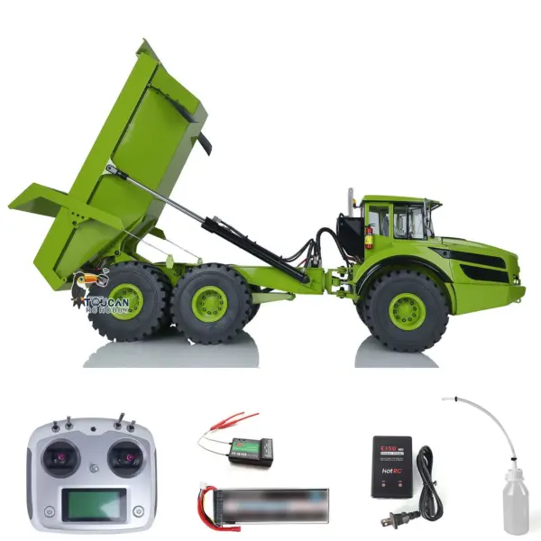 1/14 Metal RC Articulated Truck 6x6 Dumper Car RTR Model A40G Remote Control Construction Vehicles Hydraulic Lifting Tipper Sound Light Brushless Pump Gift Toys for Adult