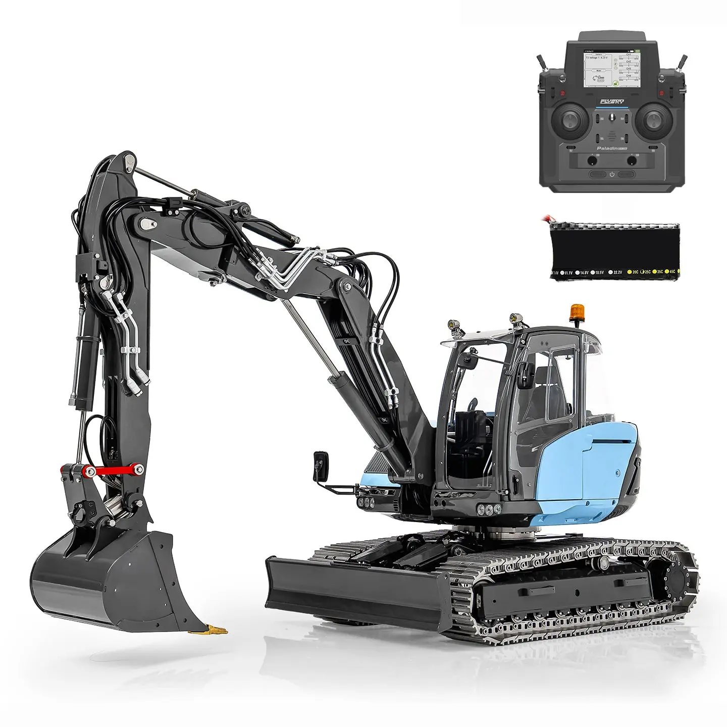 LESU 1/14 Metal RC Hydraulic Excavator MC15 4Arms Remote Control Digger 15MC 9 Valves Dual Pumps Light Sound PL18EV Lite