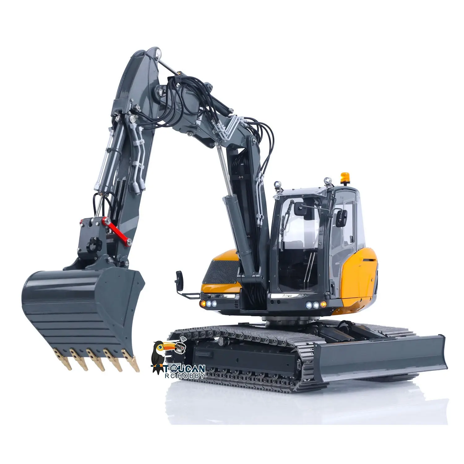 LESU 1/14 Metal RC Hydraulic Excavator MC15 4Arms Remote Control Digger 15MC 9 Valves Dual Pumps Light Sound PL18EV Lite