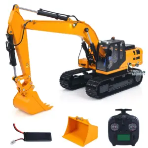 323GX RC Excavator Metal 1/12 Hydraulic Remote Control Digger 3 Way Valve Quick Coupler Flysky ST8 Radio Light Sound Battery
