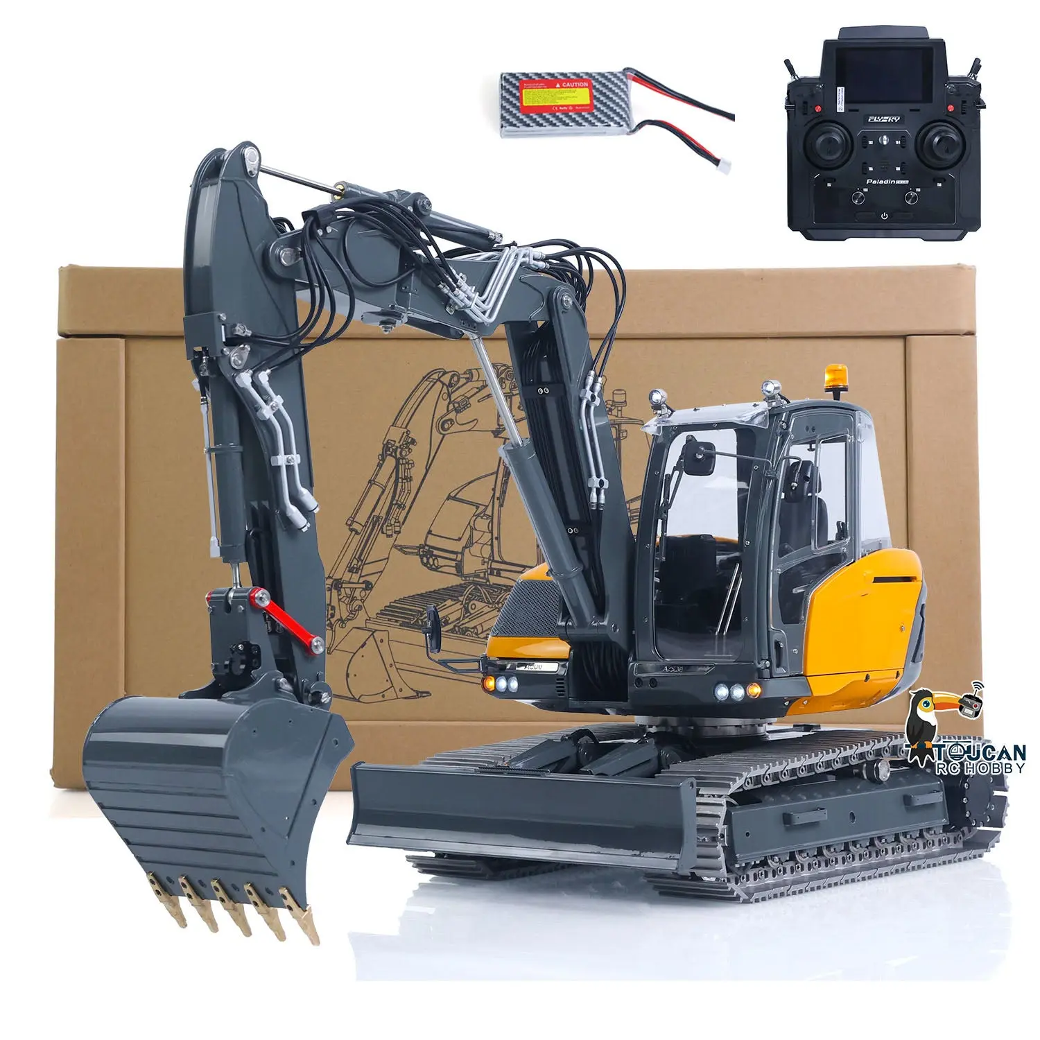 LESU 1/14 Metal RC Hydraulic Excavator MC15 4Arms Remote Control Digger 15MC 9 Valves Dual Pumps Light Sound PL18EV Lite