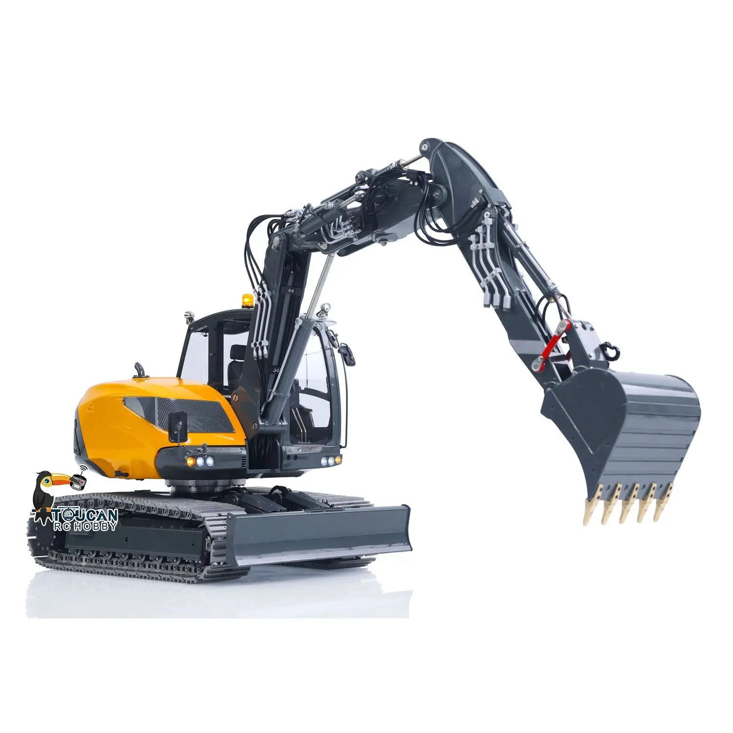 LESU 1/14 Metal RC Hydraulic Excavator MC15 4Arms Remote Control Digger 15MC 9 Valves Dual Pumps Light Sound PL18EV Lite