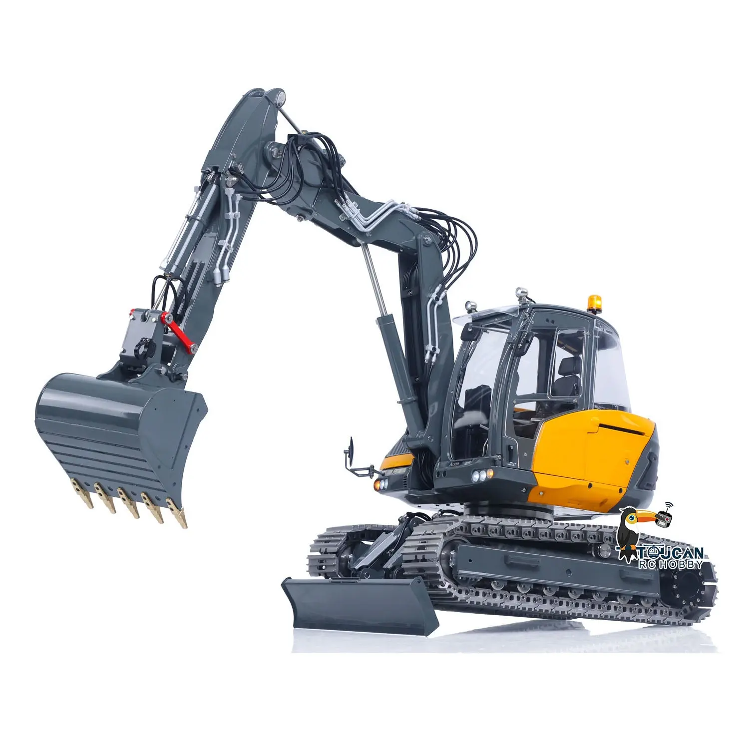 LESU 1/14 Metal RC Hydraulic Excavator MC15 4Arms Remote Control Digger 15MC 9 Valves Dual Pumps Light Sound PL18EV Lite