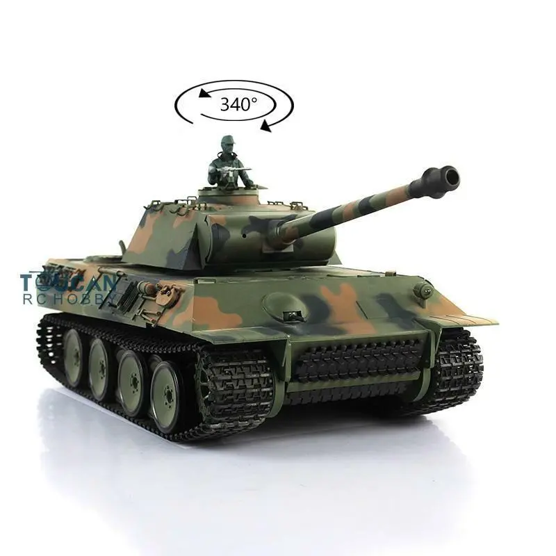 Henglong 2.4Ghz 7.0 Plastic Ver Radio Controlled German Panther V RTR RC 1/16 Tank 3819 Model Smoking W/ Driving Gearbox