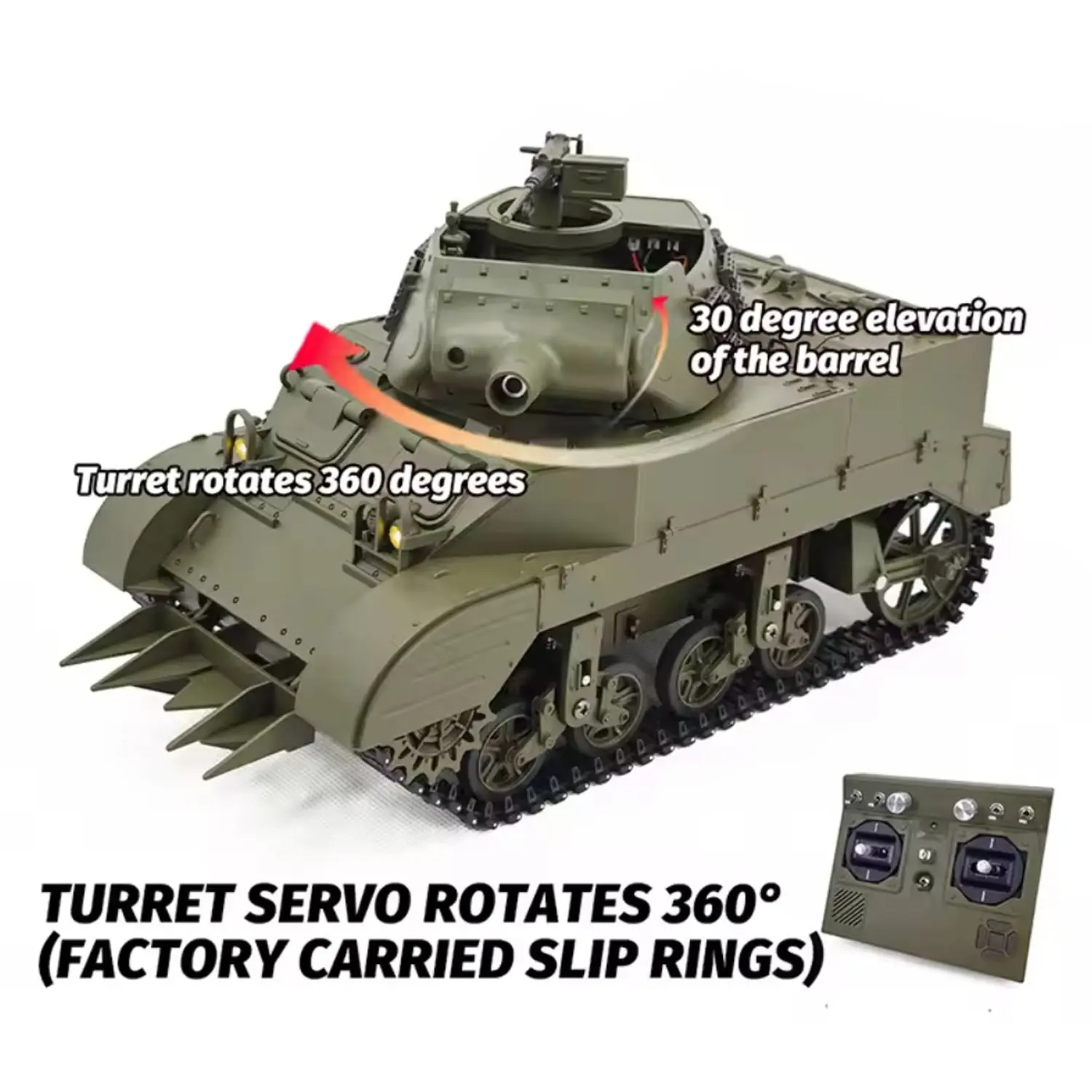 1/16 CoolBank RC Tank M8 HMC Scott Radio Control Battle Tank Simulation 360 Degrees Turret Rotary Smoke Sound Lights RTR Combat Vehicle