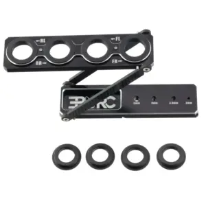Aluminium stand designed for shock assembly and articulation setup.