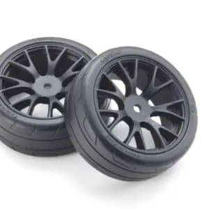 Kyosho 1:10 Fazer Fz02 Pre-Glued Touring Black Rims Medium Tyres (2)