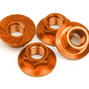 HPI Racing Serrated Flange Nut M4 (Orange/4Pcs)