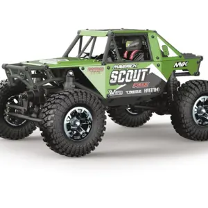 Maverick Scout-24 Flux 1/24 scale brushless RTR rock crawler, green bodyshell, three-quarter front view