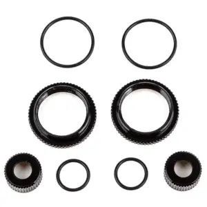 Team Associated 13mm Shock Collar and Seal Retainer Set, Black Aluminium