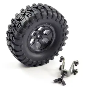 FTX Outback Spare Tyre Mount & Tyre/6 Hex Wheel Black