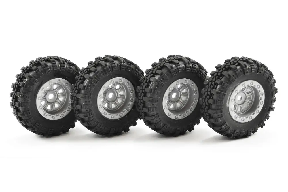 FTX Outback Mini Swamper Tire & Wheel Set – Grey (4pc)