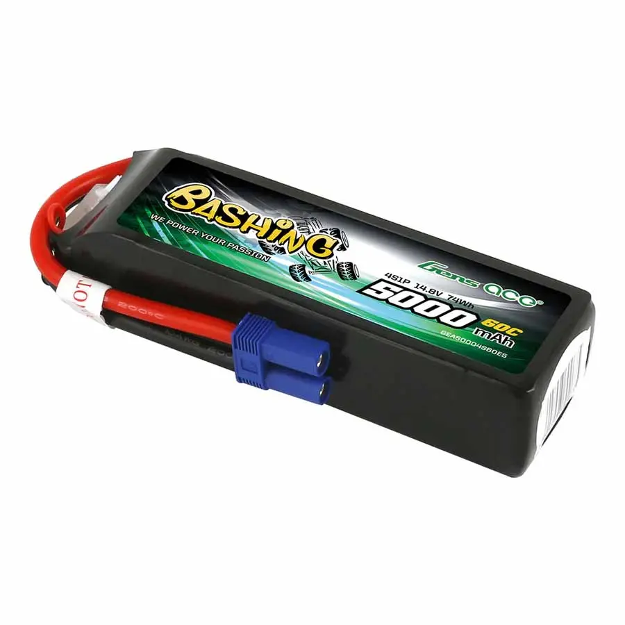 Gens Ace Bashing LiPo 4S 14.8V 5000mAh 60C 136x42x34mm 440g Soft G-Tech