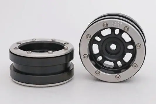 Absima RC Crawler wheels Beadlock Wheels PT- Distractor Black/Silver 1.9 (2 pcs)