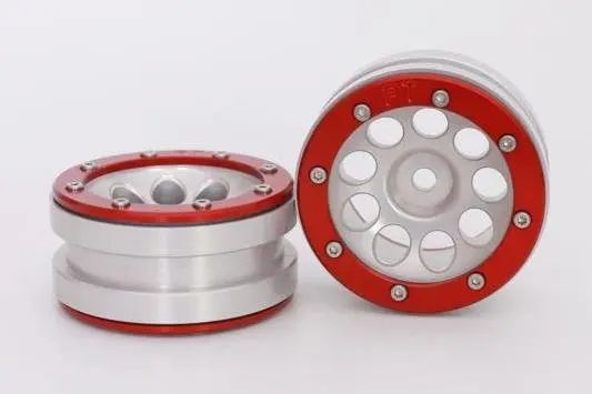 Absima RC Crawler wheels Beadlock Wheels PT- Ecohole Silver/Red 1.9 (2 pcs)