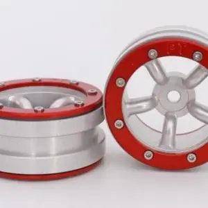 Absima RC Crawler wheels Beadlock Wheels PT-Safari Silver/Red 1.9 (2 pcs)