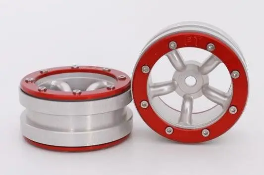 Absima RC Crawler wheels Beadlock Wheels PT-Safari Silver/Red 1.9 (2 pcs)