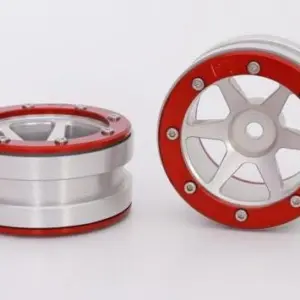 Absima RC Crawler wheels Beadlock Wheels PT- Slingshot Silver/Red 1.9 (2 pcs)