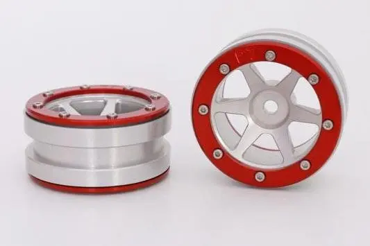 Absima RC Crawler wheels Beadlock Wheels PT- Slingshot Silver/Red 1.9 (2 pcs)