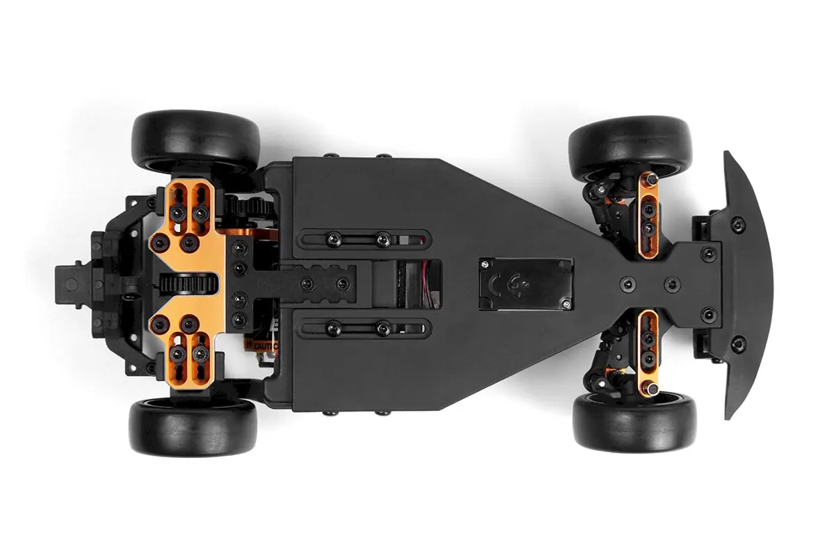 Underside of the HPI Stage-D24 1:24 drift chassis