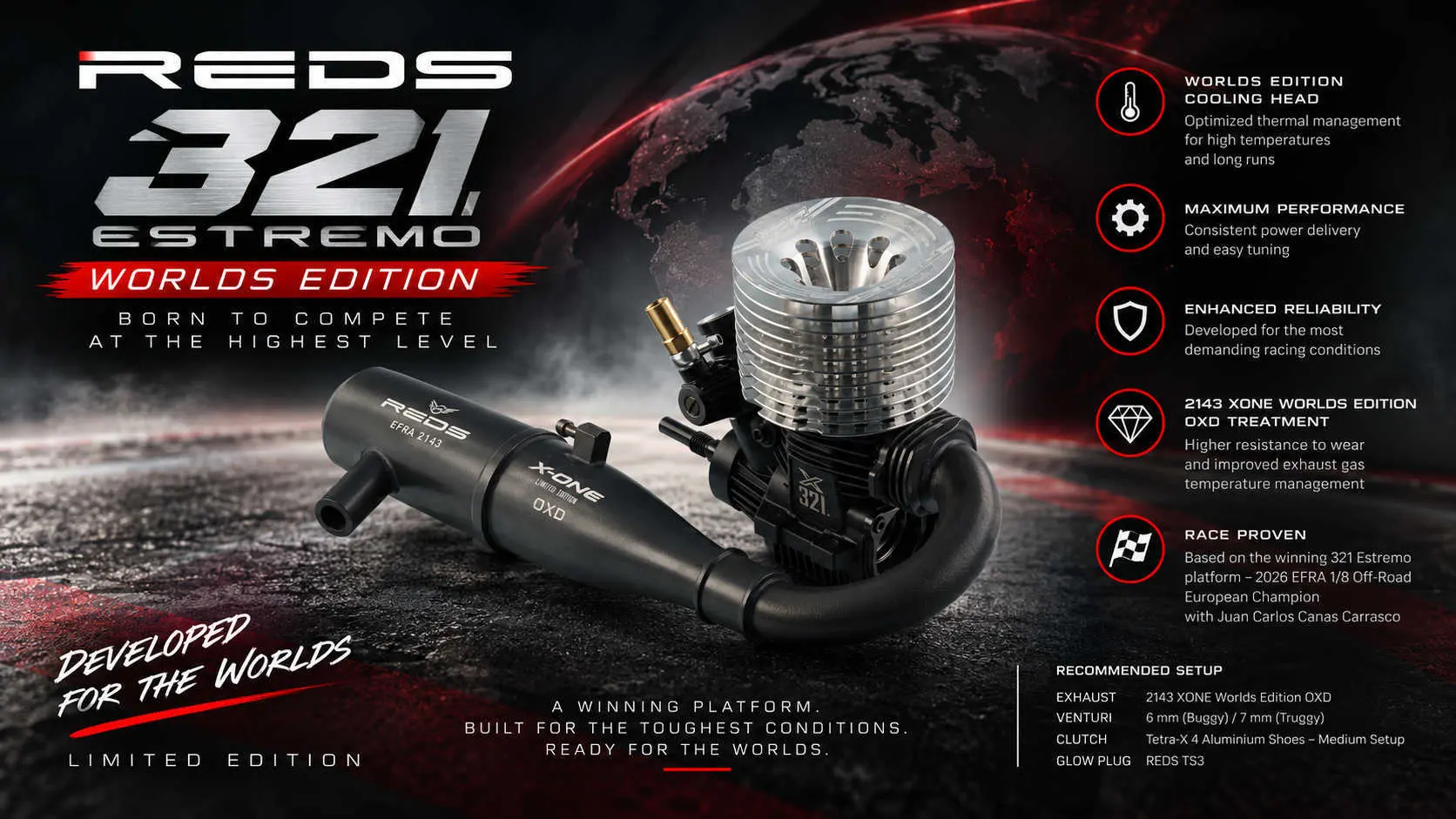REDS 321 Engine set Estremo Worlds Edition 25% + 2143 OXD Pipe