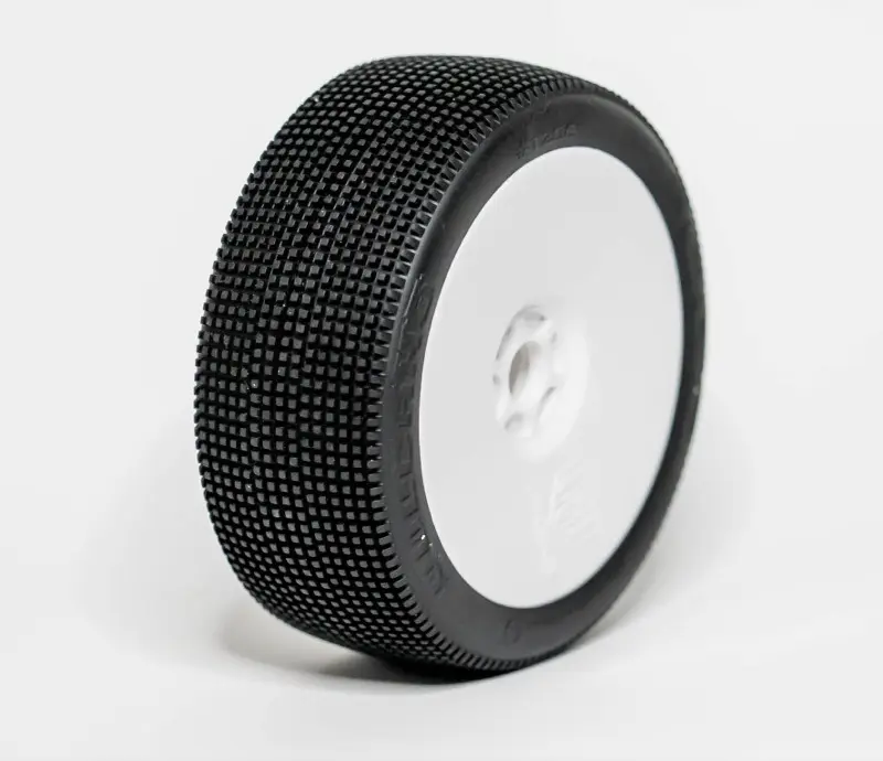 OGO Racing Tires 1:8 Buggy VULCANO MEDIUM "V2" pre-mounted white (2) (B1206GMW)