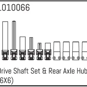 Hobby Plus Drive Shaft Set & Rear Axle Hub (6X6) (HBP240086)