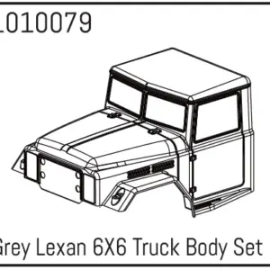 Hobby Plus Grey Lexan 6X6 Truck Body Set (HBP240167)