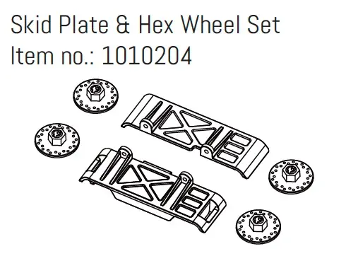 Hobby Plus Skid Plate & Hex Wheel Set - GOAT (HBP240377)