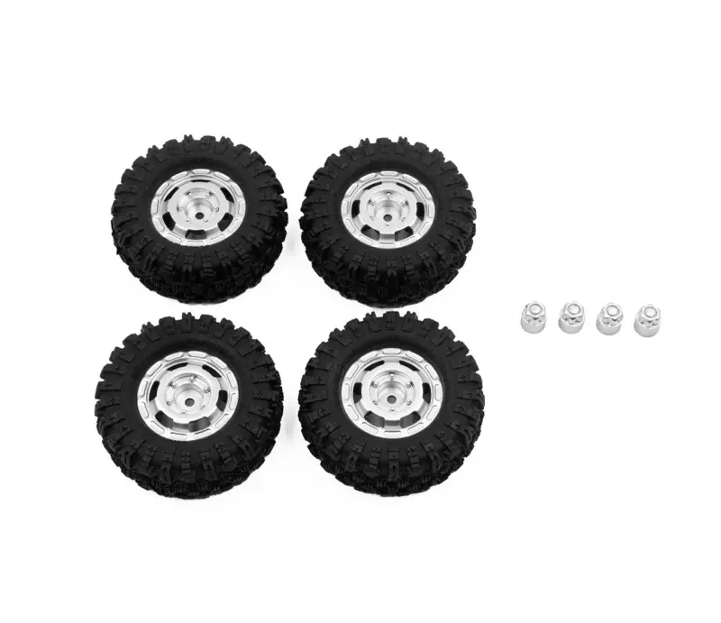 Hobby Plus CR-18P Truck Wheel/ Tire Set (Silver) (HBP240460)