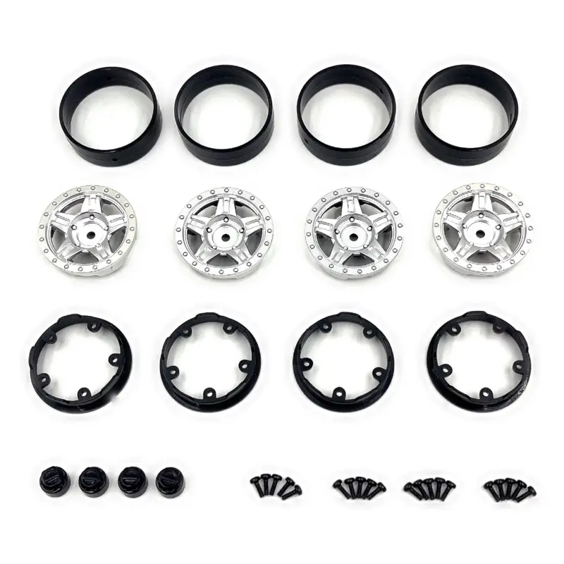 Hobby Plus Deep Star Bead Lock Wheel ( 1.2 ) Satin Silver (HBP240504)