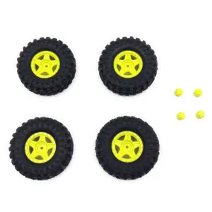 Hobby Plus 1.2inch Deep Star Wheel 68mm Mudder-XL Tire Set ( Yellow ) (HBP240507)