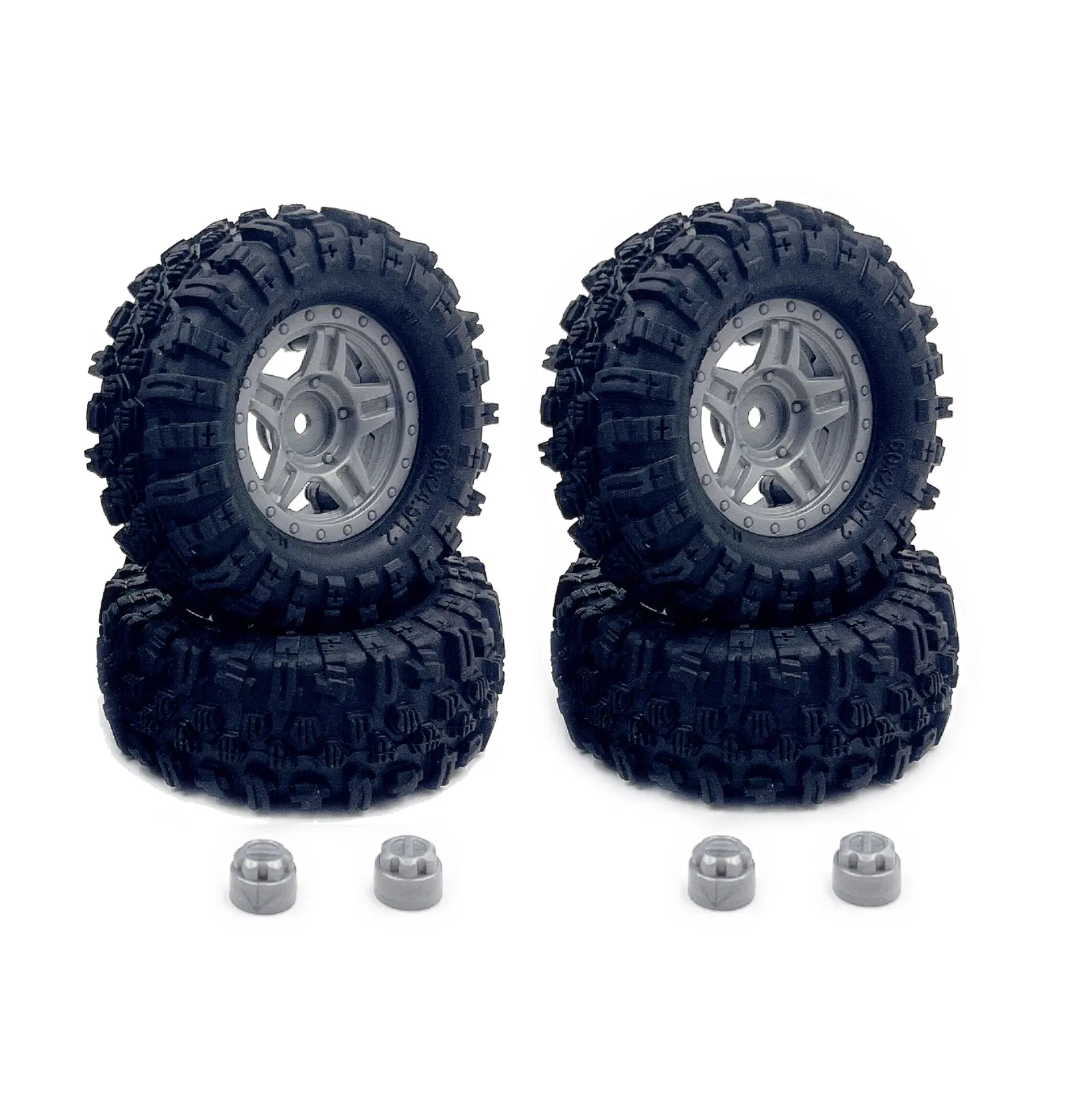 Hobby Plus 1.2inch Mudder Tire Set (60mm), Grey (4) (HBP240525)