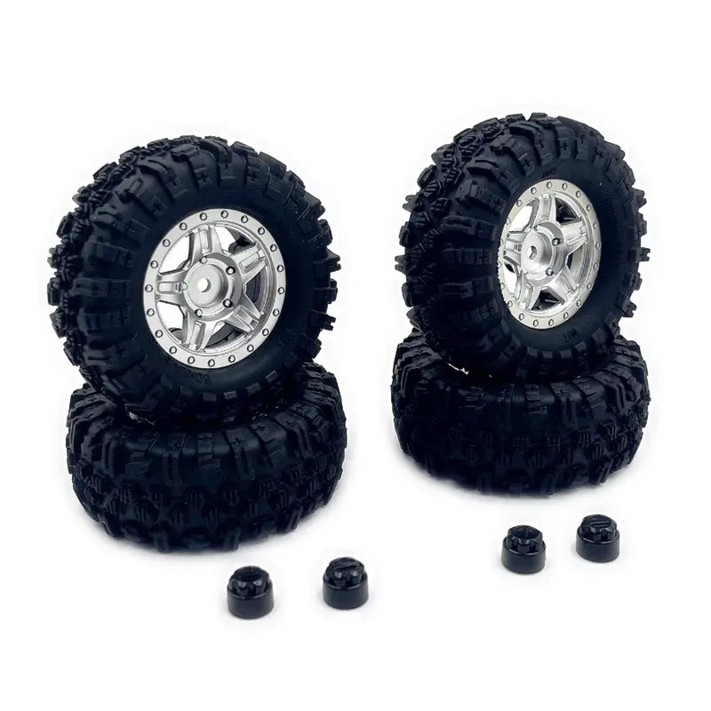 Hobby Plus 1.2inch Mudder Tire Set (60mm), Silver (4) (HBP240526)